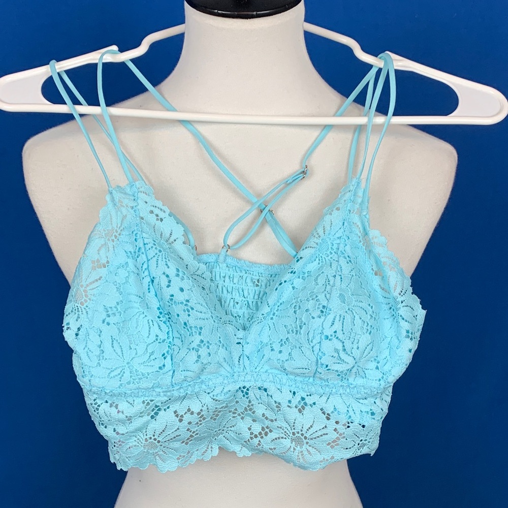PINK Lace Bralette - Light Blue